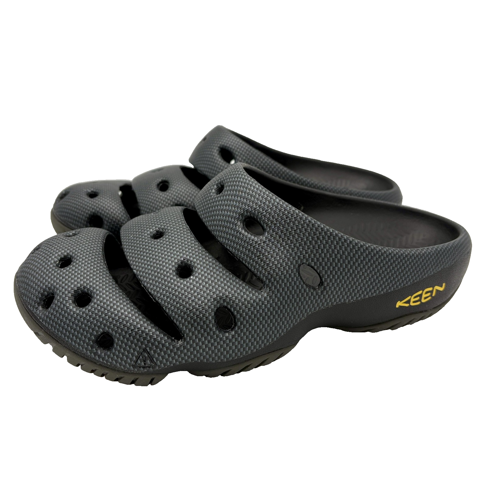 Scarpe Keen Yogui uomo taglia 9 nero grigio zoccoli slip on casual comode leggere