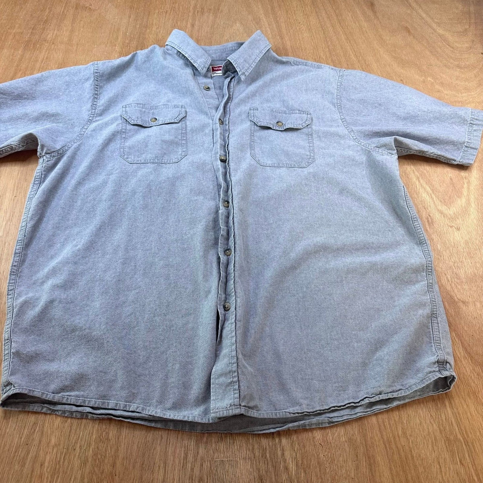 Wrangler Button Up Shirt Mens XL Gray Short Sleeve Western Workwear