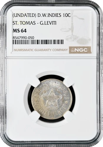 Danish West Indies 10 cents ND (1888-1892), NGC MS64, "G. Leviti (St. Thomas)"
