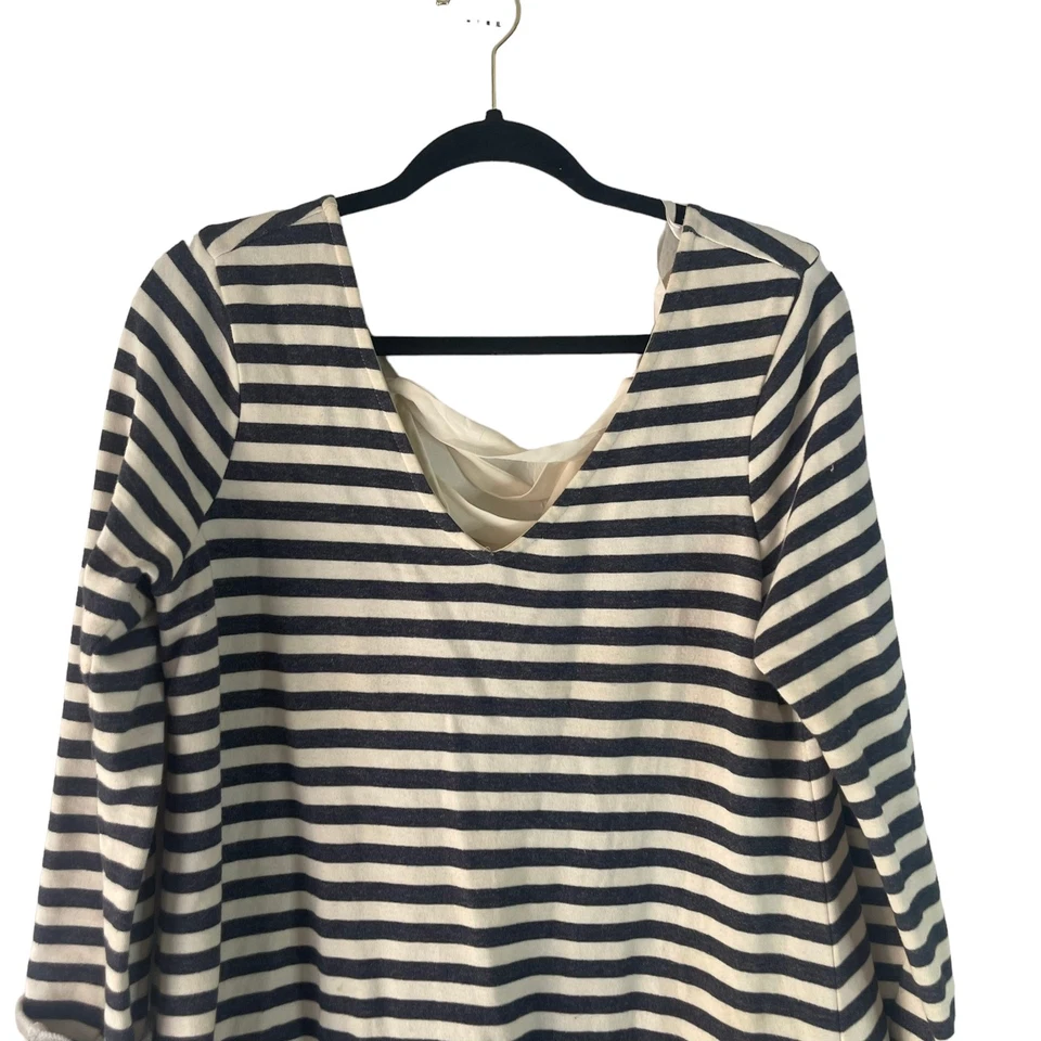 Suéter túnica A. Byer para mujer talla XL náutico a rayas cinta lazo trasero cuello en V Foto 2 de 4