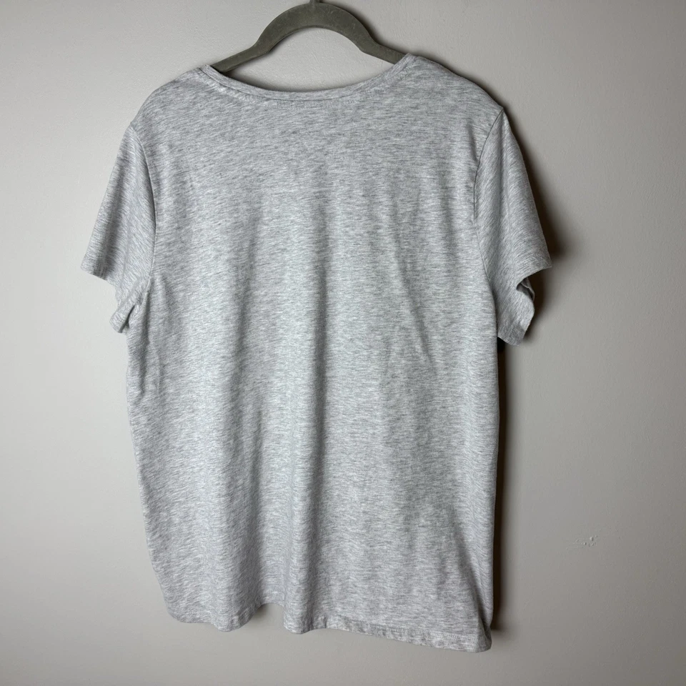 Camiseta Sonoma Top Talla XL Mangas Cortas Mezcla Algodón Floral Pájaro Informal Gris Foto 4 de 4