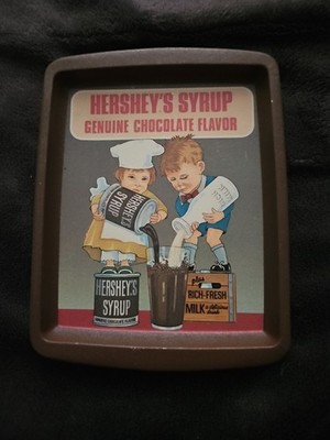 Vintage 1982 Hershey Chocolate Syrup Small Advertising Tray England 8 x6 
