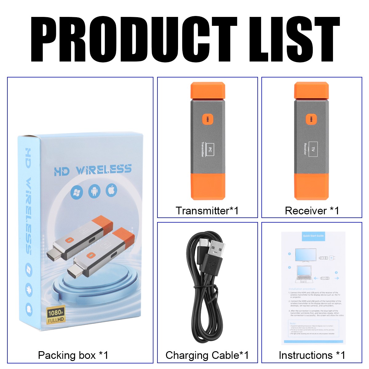 1080P Full HD Wireless HDMI Extender HDTV Transmitter & Receiver for PC TV 2025