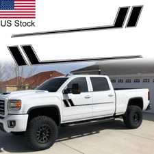 2Pcs 68'' Black Track XL Hockey Stripe Side Door Fender Vinyl Decal Sticker