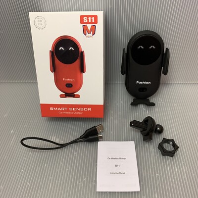 Smart Sensor Car Wireless Charger Holder Mount, Clamping, Black (S11)