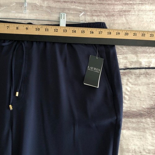Pantalones de chándal Lauren Ralph Lauren 14 para mujer azul marino con cordón puño acanalado nuevos - Imagen 8 de 14