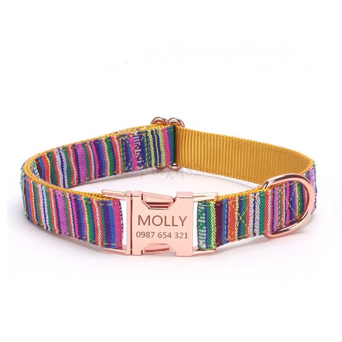 Personalised Dog Collar Tribal Print Nylon Pet Collars Adjustable Puppy Dog ID✨ - Picture 14 of 16