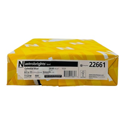 Neenah Astrobrights Text 8.5'' x 11'' Celestial Blue Copy Paper 24 lb 500 Sheets