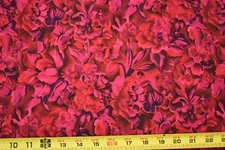 By 1/2 Yd, Pink & Red Floral Quilt Cotton, RJR/Jinny Beyer/"Aquarelle", P1956