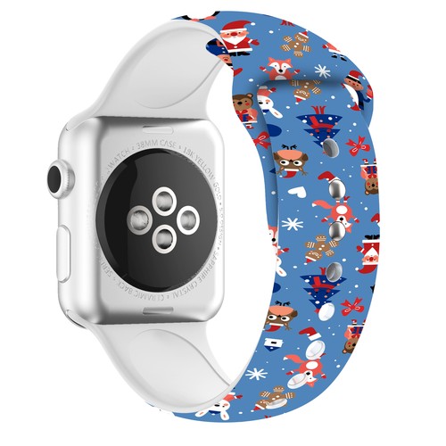 Silicone Straps For Apple Watch Series 6 SE 5 4 3 2 1 Christmas Wristwatch Band - Picture 37 of 157