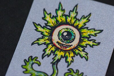 Marq Spusta Mini Micro One-Eyed Flower Light Blue Art Print Handbill 2 x 3''