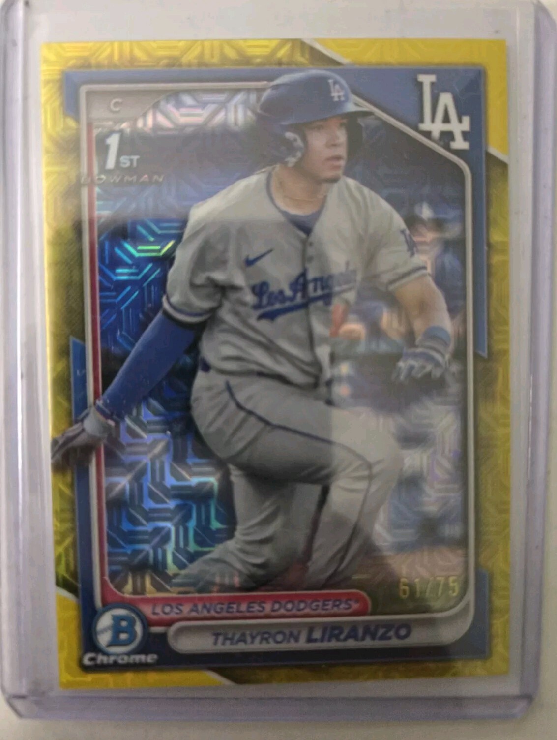 2024 Bowman Chrome Thayron Liranzo Yellow MOJO Refractor 61/75 Dodgers #BCP-182