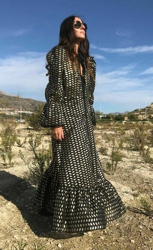 ZARA BLACK GOLD LONG RUFFLE SHIRT DRESS 
