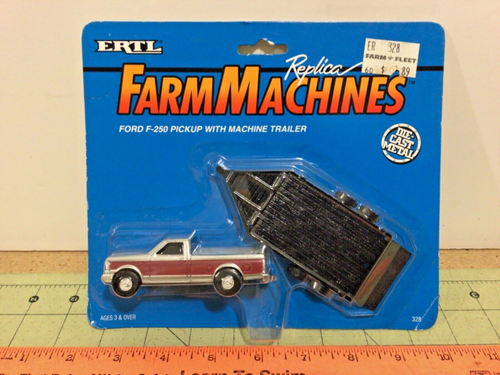 1/64 Farm Machines Ford F-250 Pickup & Machine Trailer Factory Sealed Stock #328