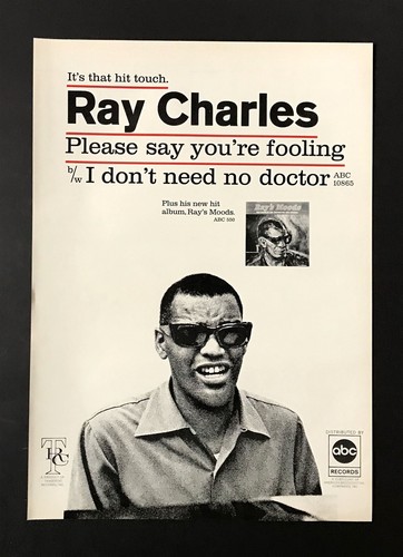 Ray Charles Please Say You're Fooling, Ray's Moods 1966 Poster Type Ad, Advert