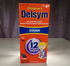 Delsym Children's 12 Hour Cough Relief Liquid Supppressant Grape Flavor 5 fl oz