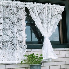 1X Dentelle Fenêtre Rideau Brodé Floral Creux Balcon Maison Café Décor