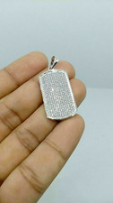 Men's Dog Tag 2Ct Lab Created Diamond Round Pendant 14K White Gold Plated Silver