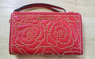 adele rose studded leather smartphone wallet