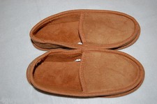 Mens Slippers CAMEL BROWN Soft Fabric House Shoes IN/ OUTDOOR Rubber Sole S 7-8