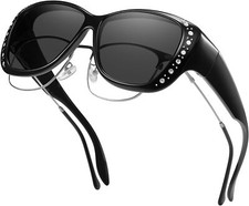 Women's Polarized Fit Over Sunglasses with M Size Black Frame Grey Lens