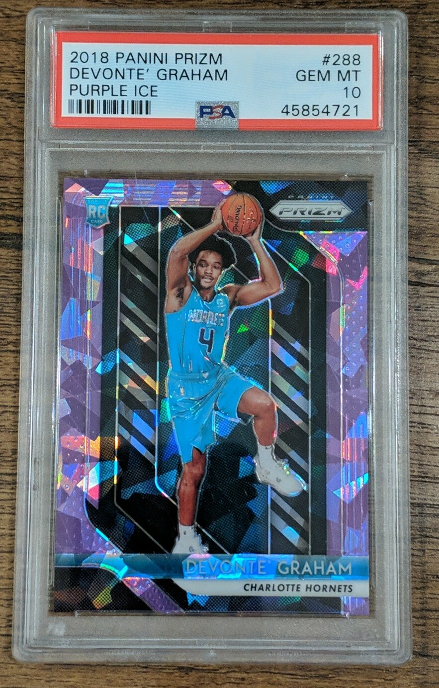 Devonte Graham 2018-2019 #288 Prizm Purple Ice Refractor Rookie 80/149 PSA 10