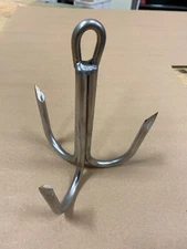 5 Inch Dia Welded Treble 3/8” Stainless Pier or Bridge Gaff With Eye For Rope