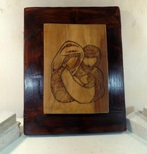 Icone Icona  Sacra Famiglia con bambino Legno di ulivo Arte Sacra Quadro