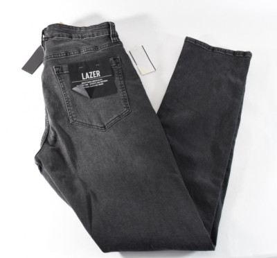 Lazer Mens Jeans New 30 x 32 Black Denim Slim Fit Ripped Distressed