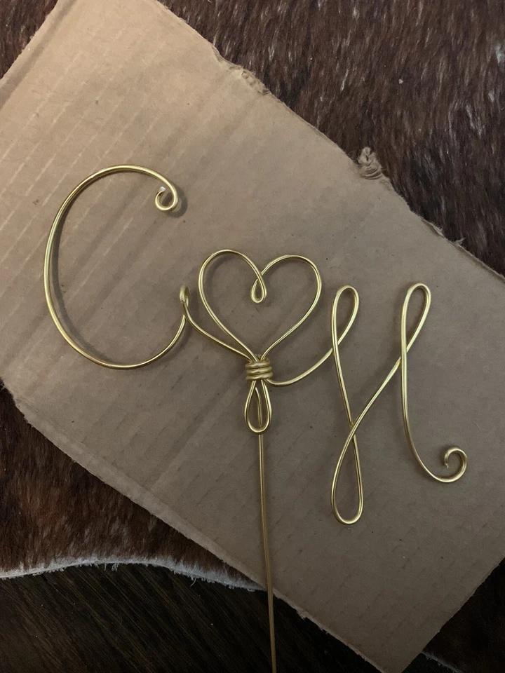 Nombre Personalizado Boda Cobre Dorado Plata Decoración Pastel Ducha Monograma Foto 2 de 3