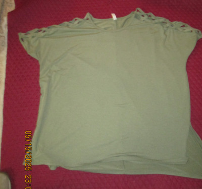 ZENANA PREMIUM ~Soft LIGHT OLIVE  TOP SHIRT~Women's 3X~