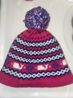 EUC Vineyard Vines $48 Goji Berry Girls Fairisle Knit Winter Hat