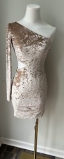 NWT Alice Olivia Crushed Velvet One Shoulder Cutout Bodycon Dress 2