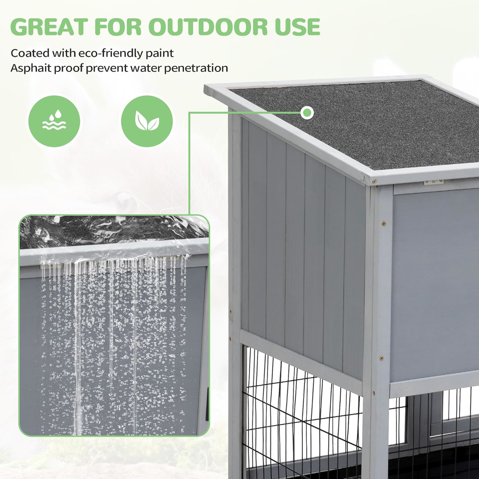 COZIWOW Rabbit Cage Indoor Outdoor, 39 Inch Rabbit Hutch 2 Story on