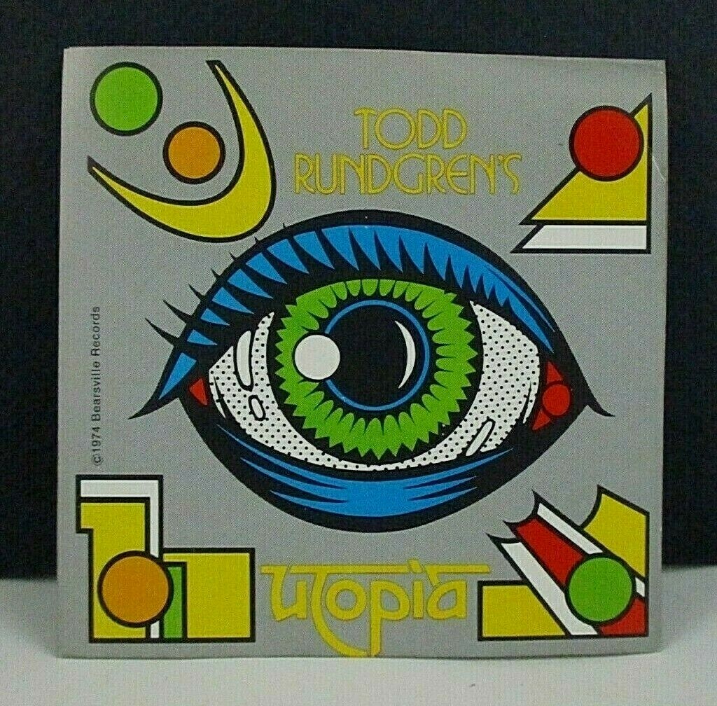 Todd Rundgren UTOPIA, Sticker, 4x4 Crack n Peel, Bearsville PROMO (1974)