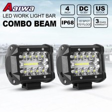 Pair 4inch 3 Row LED Work Light Bar SPOT FLOOD Pods Offroad 4x4 Driving Fog Lamp