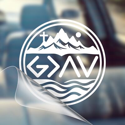 God is Greater Than The Ups and Downs - Christian Car Vinyl Decal Bumper Sticker