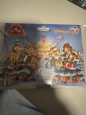 Disney 4 Pin Set Christmas Paris Dlp 20th Stitch, Bambi, Chip & Dale, Thumper