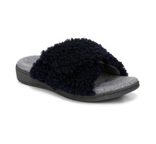 Limited stock WOMEN'S VIONIC Relax II Slippers - Navy Blazer Shearling NEW WITH