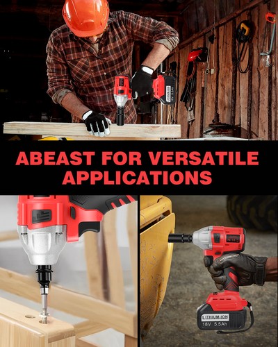 Cordless Impact Wrench 1/2" High Torque Brushless Drill with 2x Li-ion Battery - Picture 9 of 19