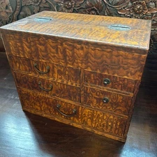 Japanese Vintage Sewing Box Retro Wooden Needle Box Antique Period Item Storage