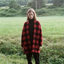 Isabel Marant Étoile Gabrie Coat (Sz FR 36) Wool Blend Blanket Red Buffalo Check