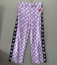 Juicy By Juicy Couture Women's XL Purple Checked Wide Leg Sweatpant Track Pant
