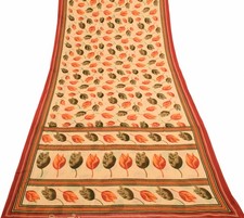 Sushila Vintage Beige Floral Saree 100 Pure Cotton Printed Soft Craft Fabric