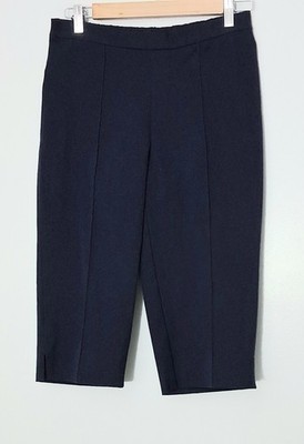 Isaac Mizrahi Live! Size 6 Pedal Pushers 24/7 Stretch with Pintucks Navy Pullon 