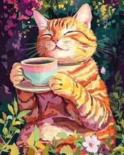 Paint by Numbers for Adults Beginners,Orange Cat Adult Paint by Number Kits on C