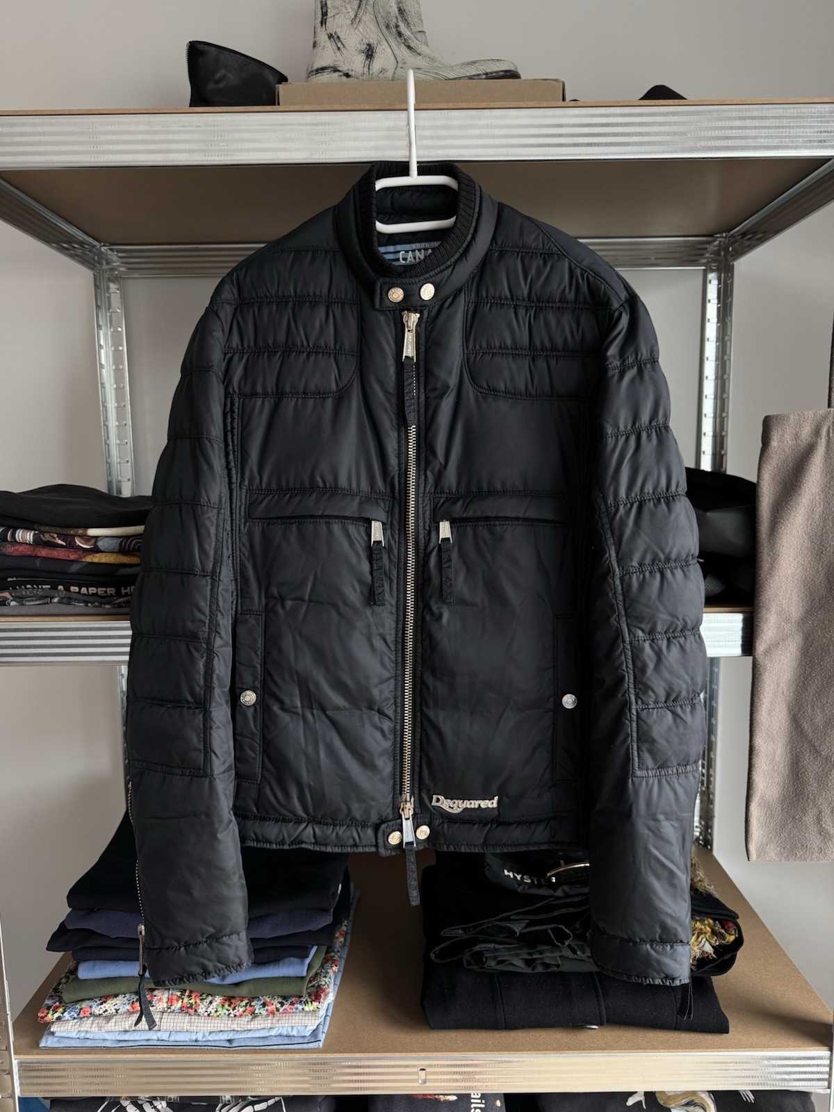 Vintage Dsquared2 Archive Biker Down Puffer Jacket FW2010 Black Mens Size IT 46