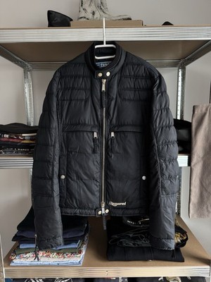 Vintage Dsquared2 Archive Biker Down Puffer Jacket FW2010 Black Mens Size IT 46