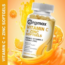 Zinc 25mg Vitamin C 360mg / Supplements for Immune Support 120pcs