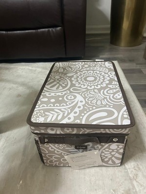 Thirty One Your Way Rectangle Organizing Bin Snap-on Lid Side Mesh Pockets Taupe